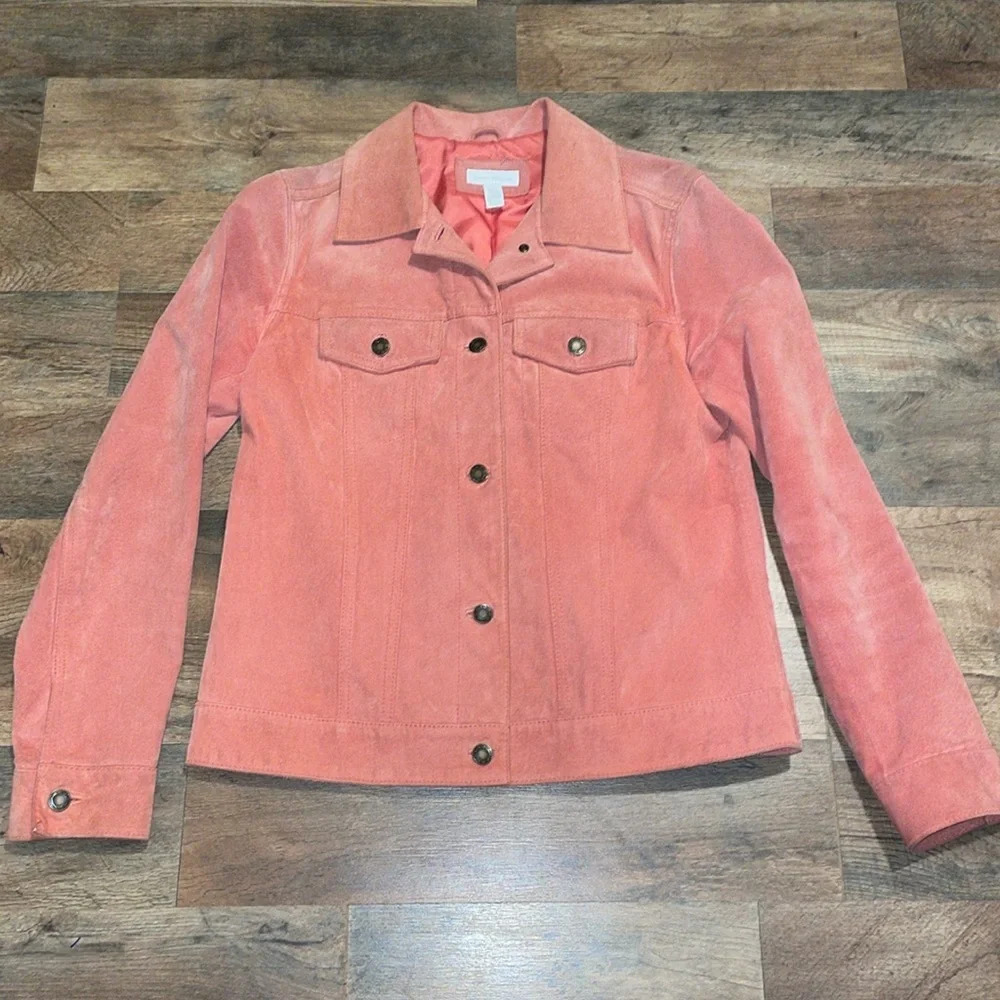 Charter Club Leather Jacket in a classic Jean Jacket Style!!!‎  Size small.